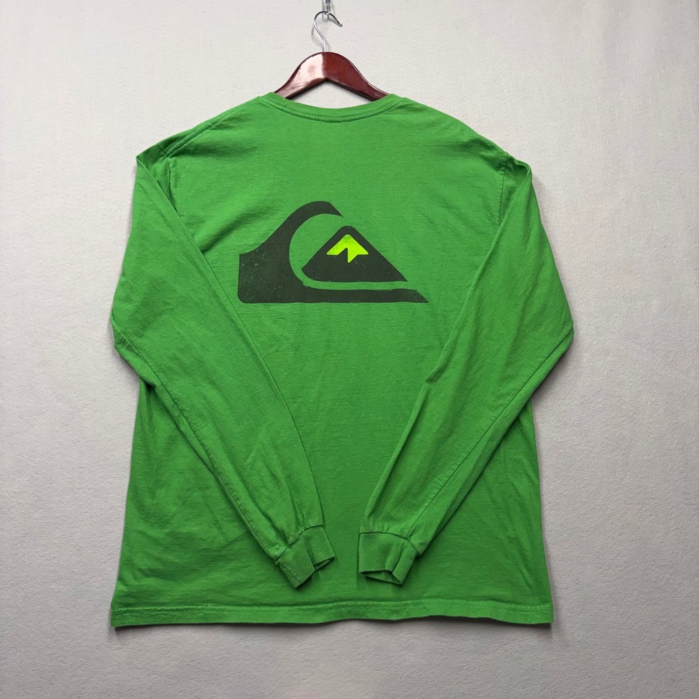 Quiksilver T-Shirt Mens XL Green Long Sleeve Logo Graphic Y2K Surf Skate Tee